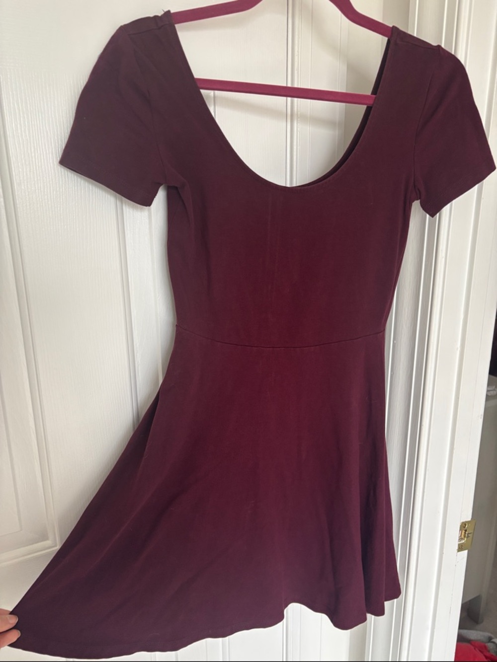 Forever 21 Scoop-Back Fit & Flare Mini Dress in Burgundy